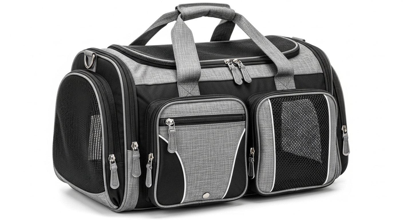 Soft-Sided Expandable Pet Carrier, Airline Approved Travel Bag, Medium Grey - Image 3