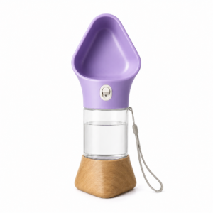 Portable Purple Pet Water Bottle, Leak-Proof Dog Travel Dispenser, 550ml
