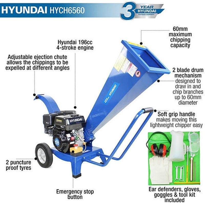 Hyundai HYCH6560 Petrol Garden Wood Chipper Shredder / 196cc / 60mm - Image 6